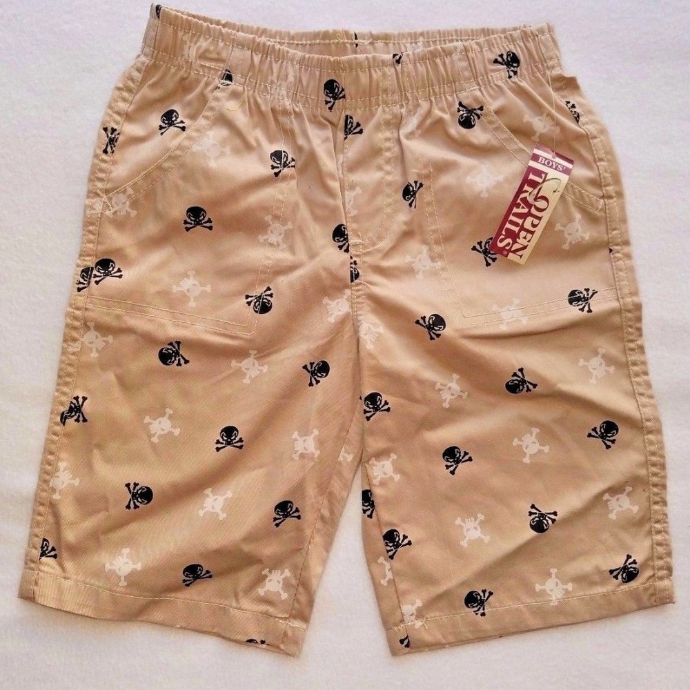 Open Trails Khaki Tan Boys Skulls Shorts S 5/6